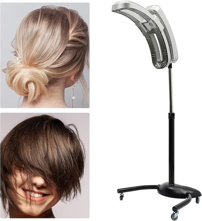 Silver Standing Hair Dryer with Cold Ironing Technology - Multi-Functional Styling Machine for Professional Salons and Advanced Stylists