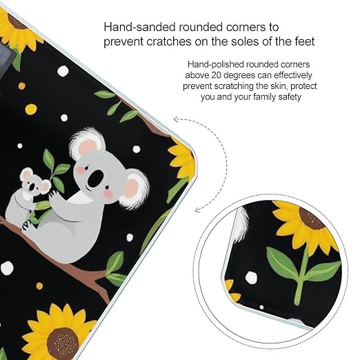 Energy Saving Scale Bathroom Weighing Scale Smart Scale for Body Weight Digital Cute Koala Black Yellow Sunflower