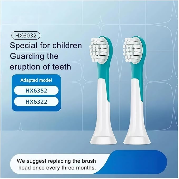 Kids Tooth Brush Replacement Brush Head Compatible with Philips HX6032 for 4yr Kids Model Sonicare Electric Toothbrush Head