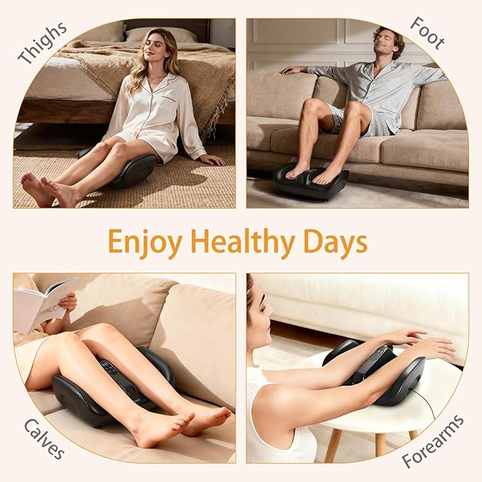 Shiatsu Foot Massager Machine with Heat Ankles and Calves Massager Deep Kneading + Rapid Vibration Dual Therapy Pain Relief Gifts for Women &amp Men