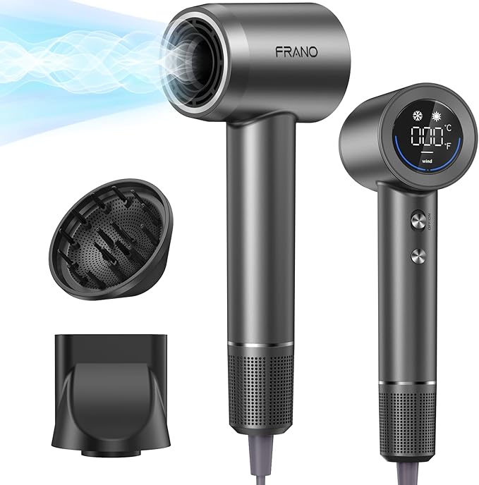 Hair Dryer for Women Professional High-Speed &amp 200 Million Ionic Hairdryer Fast-Drying Low Noise with Magnetic Diffuser &amp Nozzle HD Display Light and Quiet Hair Blow Dryer Gifts for Men a