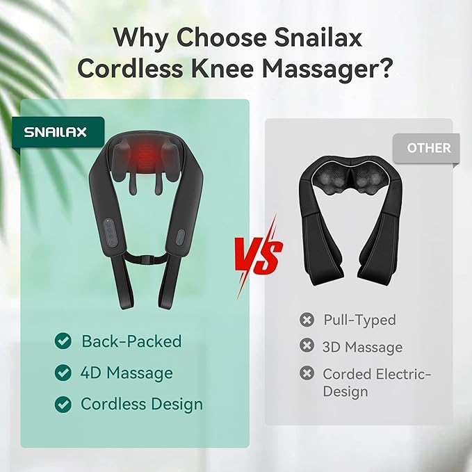 Snailax Cordless Neck Massager with Heat for Pain Relief Deep Tissue 4D Kneading Mothers Day Gifts Rechargeable Shiatsu Back Neck Massager for Neck Shoulders Back