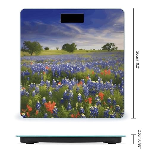 Texas Bluebonnets Scenery Weight Scale Large Bathroom Scales Digital Weight with Bright LED Display Non Slip Automatic Weighing Scale Fashion Weighing Machine for Body