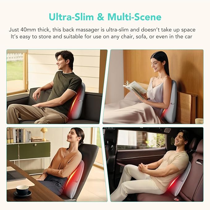 SKG TS 700 Cordless Full Back Massager for Pain Relief Deep Tissue Up and Down 4D Shiatsu Back Massager with Heat Gifts for Men and Women Dad Mom Grandpa