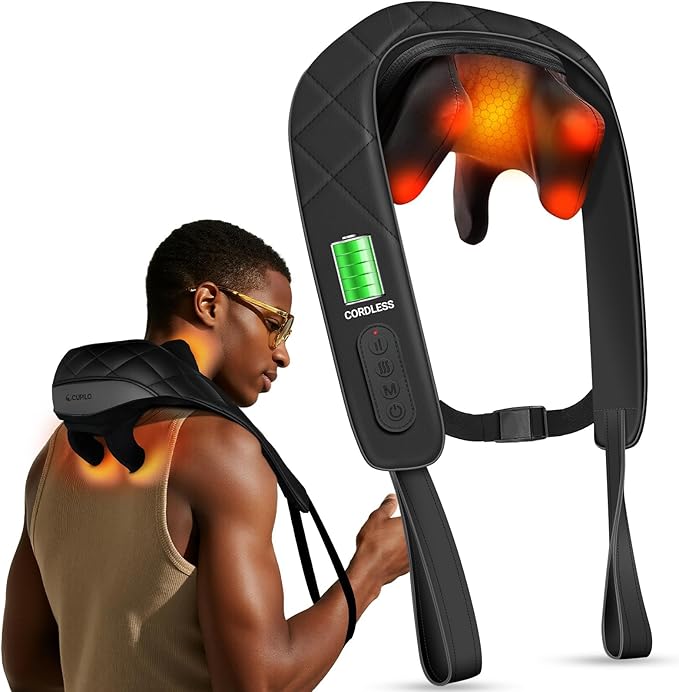 Cordless Neck Massager with Heat FSA Eligible HSA Store 4D Kneading Shoulder Massager for Pain Relief Deep Tissue Electric Shiatsu Massage for Neck and Shoulder Gifts for Mom Women