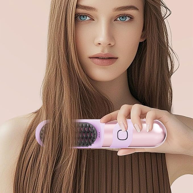 Safe Efficient Hair Straightener Brush ABS Ergonomic Design Portable for Men Women All Styles Portable Hair Straightener