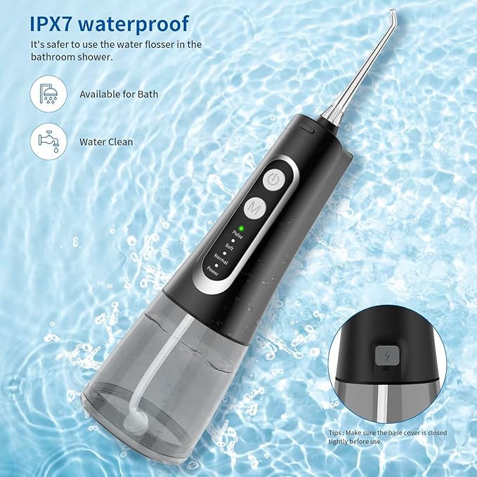 Oral Irrigator with 4 Modes 300ml Tank Cordless &amp Rechargeable Waterproof
