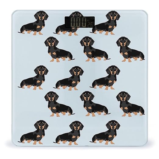 Digital Bathroom Scale for Body Weight Scale with Bright LCD Display High Accuracy Step-On Technology Auto On/Off Dachshund Weiner Pet Dogs Digital Scales 400 Lbs /180kg