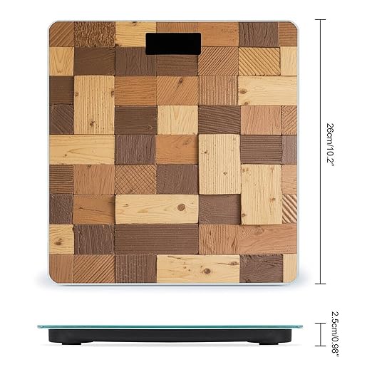 Faux Wood Bricks Weight Scale Large Bathroom Scales Digital Weight with Bright LED Display Non Slip Automatic Weighing Scale Fashion Weighing Machine for Body
