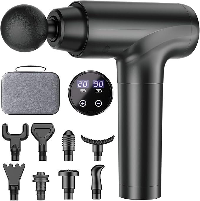 cotsoco Massage Gun Muscle Massage Gun Deep Tissue Back Massager for Pain Relief 20 Speeds Handheld Electric Massager Tool with Silent Brushless Motor Suitable for Gym Office Home Travel