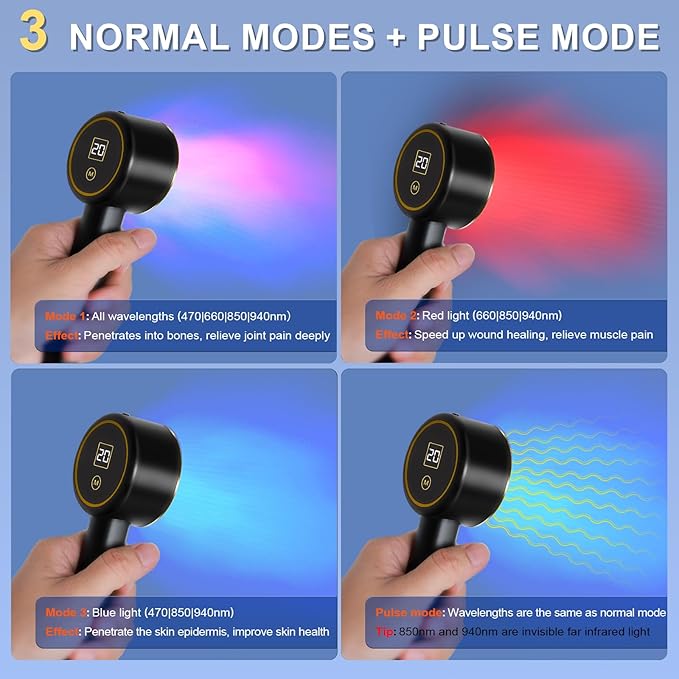 UTK Red Light Therapy for Body Pain Relief 470:660:850:940nm Wavelengths Red Lights Handheld Infrared Light Therapy Wand Infrared Therapy for Joints Muscle Recovery