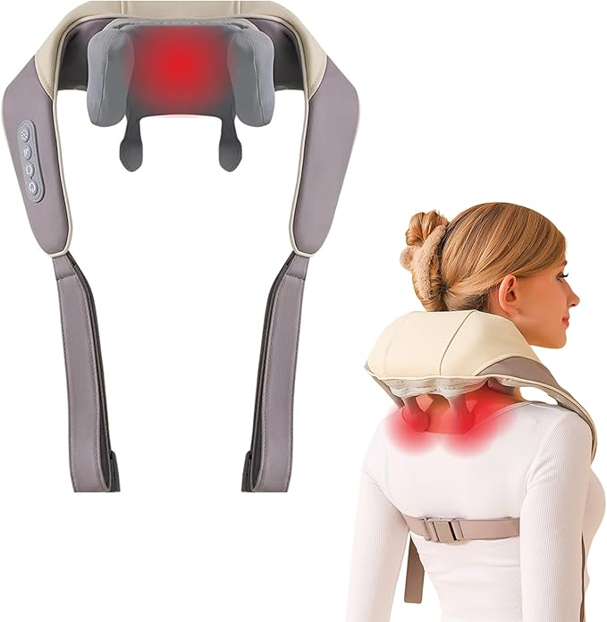Snugger Neck and Shoulder Massager with Heat Cordless Neck Massager for Pain Relief Deep Tissue Shiatsu Neck Massager Heated Neck and Shoulder Massager Muscle Relaxation Therapy