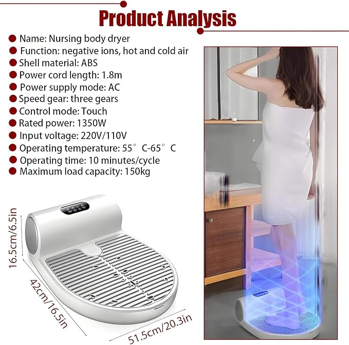 Body Hair Dryer with Sensor Body Dryer After ShowerTouch Screen Operation Full Body Dryer1350w Powerful Blower2 Wind SpeedsWaterproof
