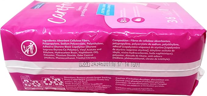 Carefree Extra Long Panty Liners Unscented Multi-Fluid Protection 36 Count (Pack of 5)