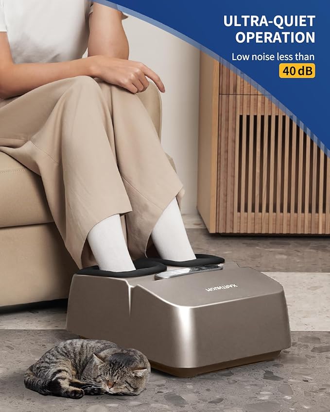 MOUNTRAX Foot Massager Machine with Heat Foot Massager for Plantar Fasciitis Neuropathy Pain Shiatsu Foot Massager with Remote Fits Feet Up to Men Size 12 (Gray)
