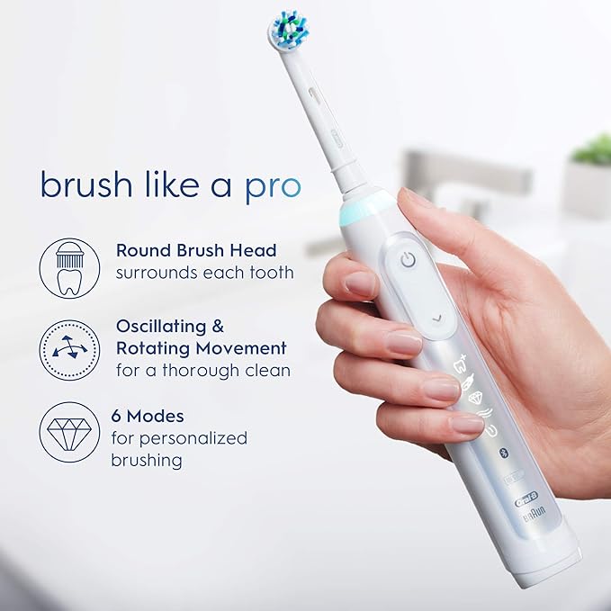 Oral-B Electric Toothbrush Alexa Built-In Amazon Dash Replenishment Enabled White Smart Brushing System