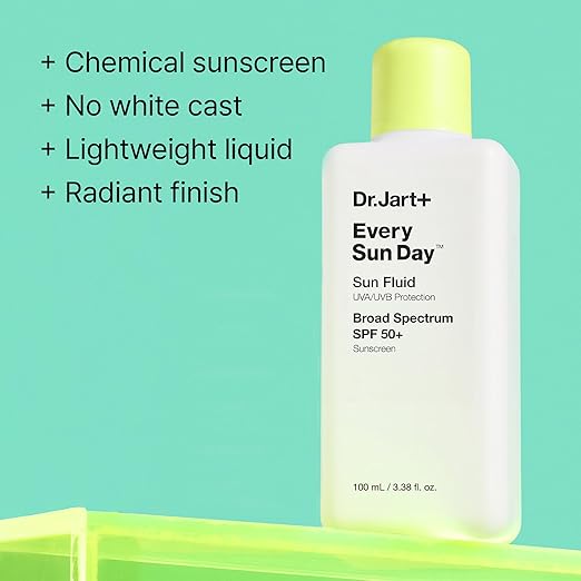 Dr.Jart+ Every Sun Day Sun Fluid Korean Sunscreen SPF 50+ for Face | Korean Skin Care 3.38 Fl Oz
