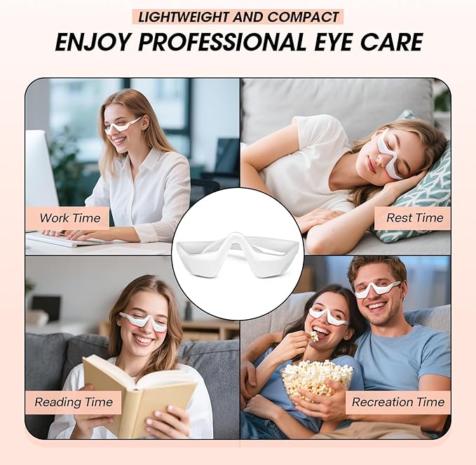 Under Eye Red Light Therapy Massager Glasses Eye Massager with 2 ModesEye Massager for Eye Bags Dark Circles Puffiness Wrinkles Fine Lines