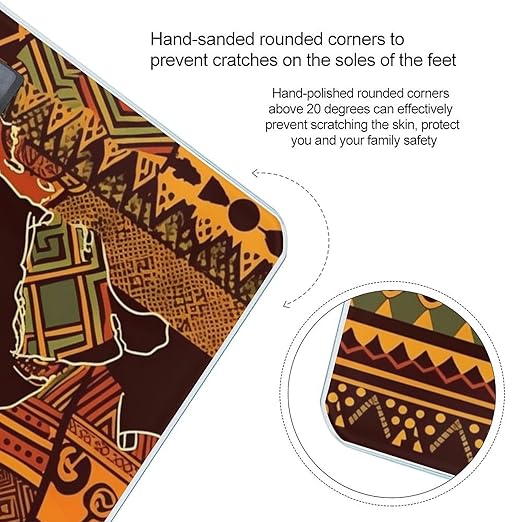 African Map Ethnic Pattern Weight Scale Large Bathroom Scales Digital Weight with Bright LED Display Non Slip Automatic Weighing Scale Fashion Weighing Machine for Body