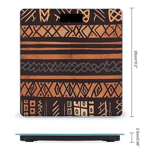 Digital Bathroom Scale for Body Weight Scale with Bright LCD Display High Accuracy Step-On Technology Auto On/Off African Mud Cloth Tribal Digital Scales 400 Lbs /180kg