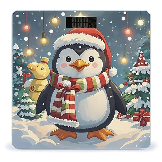 Christmas Funny Penguin Weight Scale Highly Accurate Digital Weighing Scale with Large LCD Display Smart Bathroom Scales for Home Bedrooms and Gift Giving