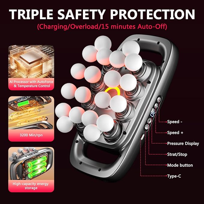 20 Heads Upgraded Massage Gun Deep Tissue Back Massager for Pain Relief with 30 Intensity Levels Portable Handheld Electric Percussion Massager for Full Body Ideal Gifts for Women Men Mom and Dad