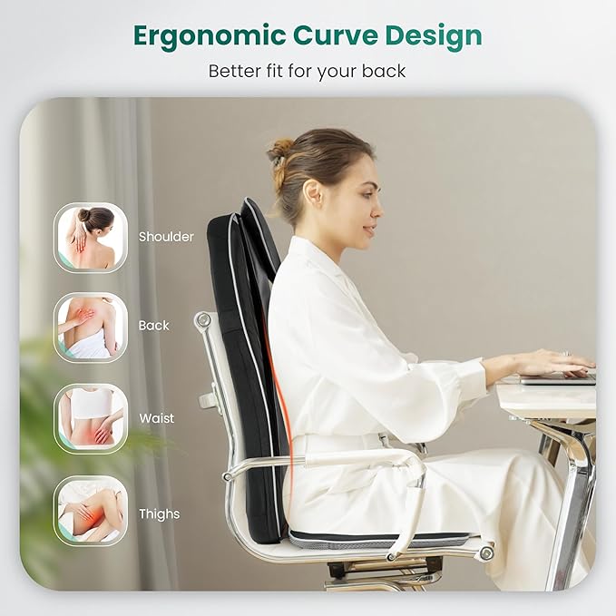 Snailax Gifts for Mom Dad Shiatsu Back Massager with Heat &amp Vibration 3D Kneading Massage Chair Pad for Pain Relief Deep Tissue Chair Massager for Office Home Chair Use