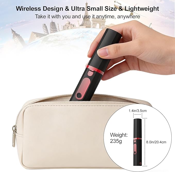 Portable Hair Straightener and Curler 2 in 1 Cordless Flat Iron Mini Cordless Hair Straightener with USB Charging Ceramic Curling Iron Cordless for Travel for Thin Hair Bangs &amp Edges Black