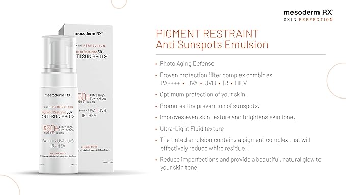 Pigment Restraint Anti Sun Spots Ultra High Protection Pigment Control-Protects Skin against Blue Light UVB UVA HEV IR-Facial Sunblock 50ml