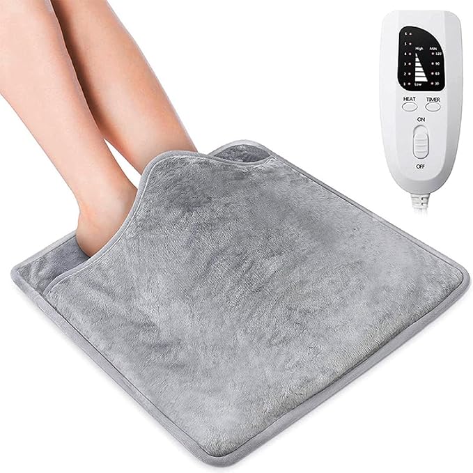 Electric Heating Pads Foot Warmer Heated Cover Feet Hands Legs Back Warmer Body for Men and Women 6 Heat Levels and 4 Timers Home School Office Outdoor Winter (US/EU/UK)