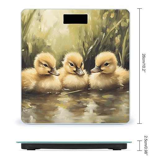 Fluffy Ducklings Ducks Digital Bathroom Scale for Body Weight Lighted LCD Display Round Corner