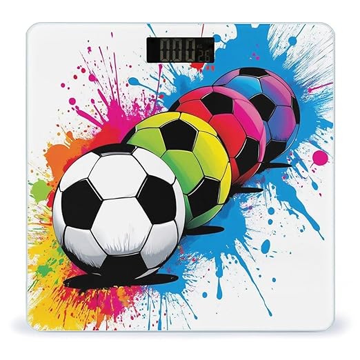 Energy Saving Scale Bathroom Weighing Scale Smart Scale for Body Weight Digital Splash Ink Colorful Paint Football Soccer Ball