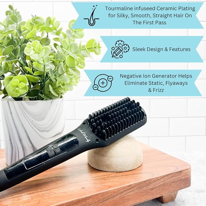 Head Kandy One Upper Hair Straightening Brush with Heat | Hot Brush with Ceramic Plating | Anti Scald Technology | Teal
