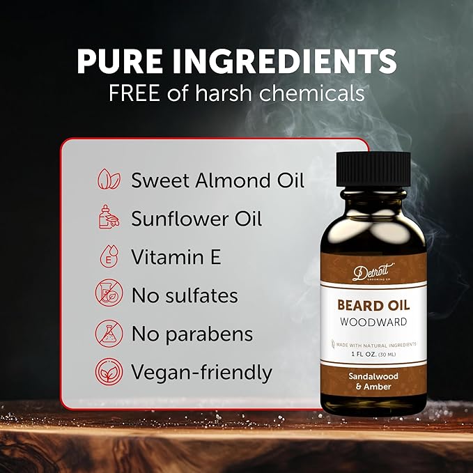 Detroit Grooming Beard Oil | Hydrating &amp Nourishing Formula • Woodward Scent (1 oz)