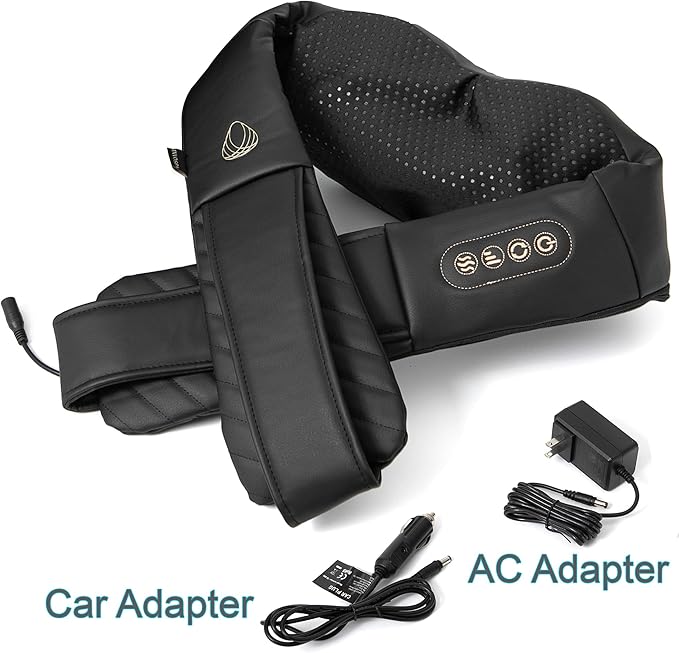 InvoSpa Shiatsu Massager with Heat - Deep Tissue Kneading Pillow for Neck Shoulders and Back - Electric Full Body Massage
