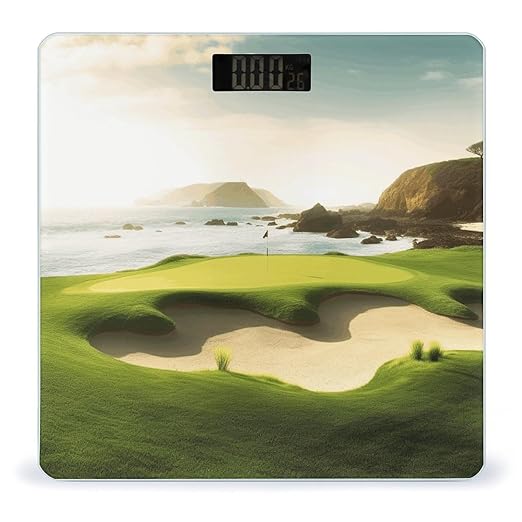 Beach Golf Course Scale for Body Weight Anti-Slip Tempered Glass Digital Bathroom Scales Clear LCD Display Weighing Scale Safe Rounded Corners Smart Scales