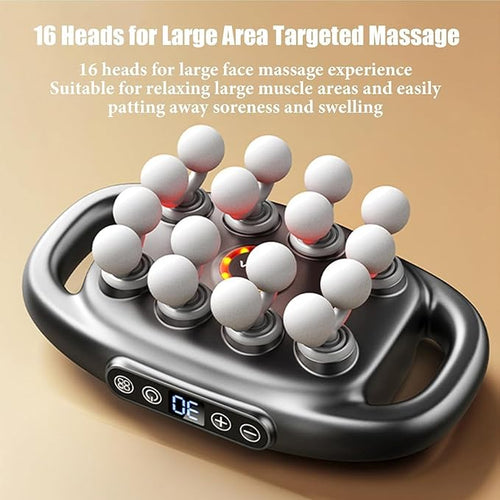 16-Head Massage Gun Deep Tissue Back Massager Gun for Pain Relief Deep Tissue with 9 Massage Modes &amp 30 Speeds Percussion Electric Massage Tool for Back Shoulders Legs Foot Body Muscle