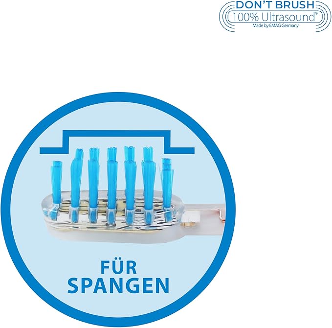 Emmi-dent Platinum 4-Pin Braces Bristle-Head Attachments - Electric Toothbrush Replacement Heads. Cleans with Ultrasound Waves. (Braces 4 Pack)