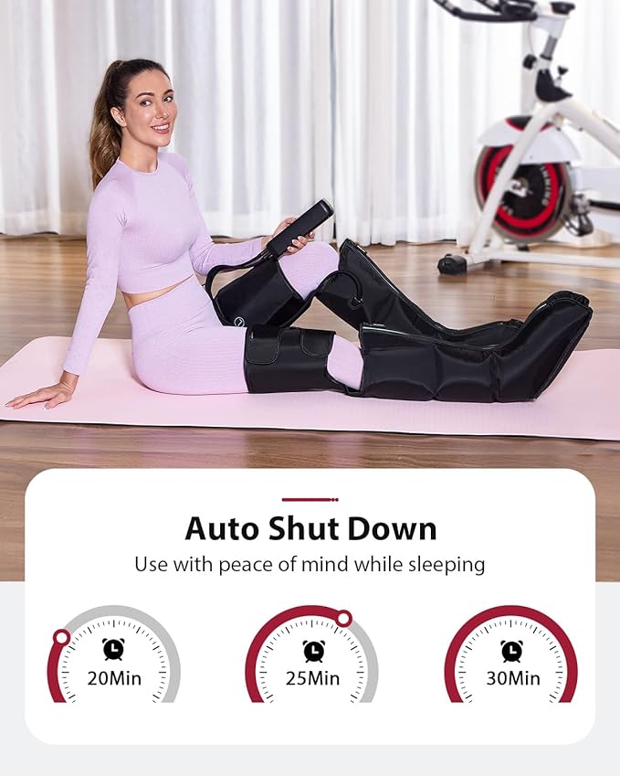 CINCOM Leg Massager for Circulation and Pain Relief Air Compression 3 in 1 Leg Massager for Foot Calf &amp Thigh Leg Compression Boots for Recovery Edema RLS Relief