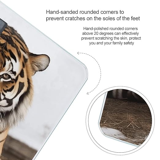 Big Tiger Bathroom Scale Rounded Smart Scale for Body Weight Automatic Power On/Off Weight Scales Accurate Bathroom Digital Scales for Pet Home Bedroom Kitchen