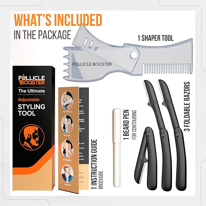 Beard Filler Pen - 2 Pack Jet Black and Beard Shaper Kit