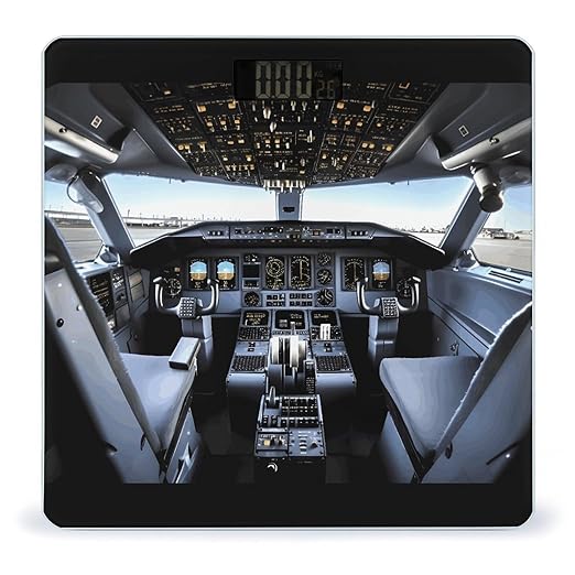 Airplane Cockpit Weight Scale Digital Electronic Scales Bathroom Scale Larg LCD Backlight Display High Precision MeasurementsTempered Glass