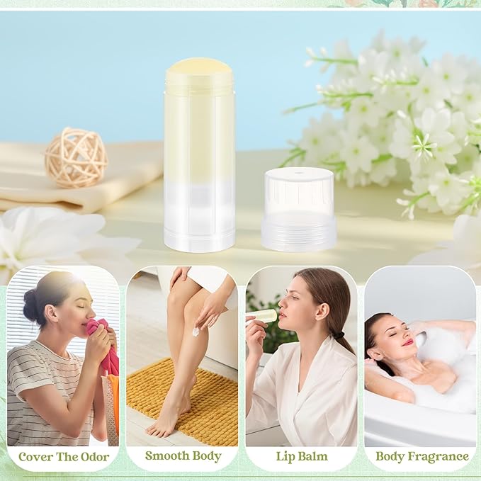 50 Pcs 60ml/2oz Empty Deodorant Containers Twist Up Plastic Filling Bottle Refillable Deodorant Holder Tube for Homemade DIY Lipstick Sunscreen Balm Lotion Bar(Translucent)