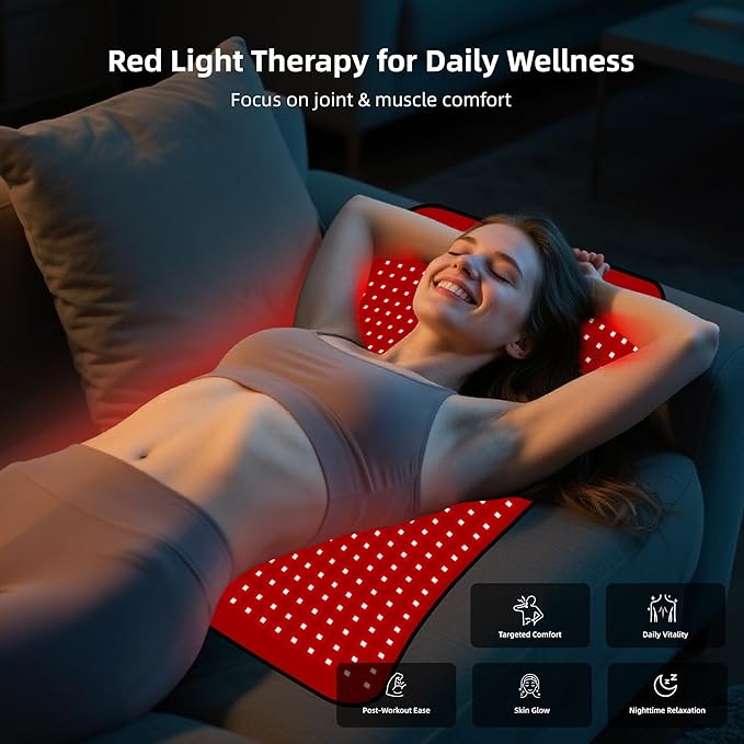 Red Light Therapy Mat for Body Near Infrared Light Therapy Pad with 660nm &amp 850nm Wavelength Home Use for Back Belly Knee Joint Muscle Comfort 600 LEDs 27x24