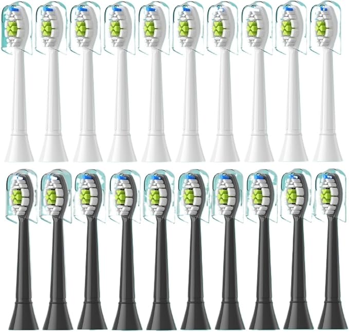 Compatible for 5-20pcs Replacement Toothbrush Heads Compatible with Electric Brush Head 1100 2100 4100 4300 5100 5300 6100 Independent Package(10White 10Black)