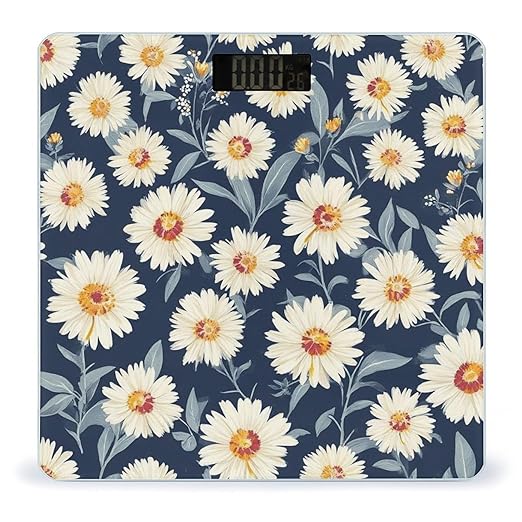 Automatic Switch Digital Bathroom Weighing Scale Smart Scale for Body Weight Daisy Flower Floral Print
