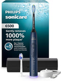 Philips Sonicare 6500 Series Electric Toothbrush - Next-Generation Sonicare Technology Pressure Sensor 9 Brushing Settings SmarTimer BrushPacer 21-Day Runtime Travel Case Navy Blue HX7413/07