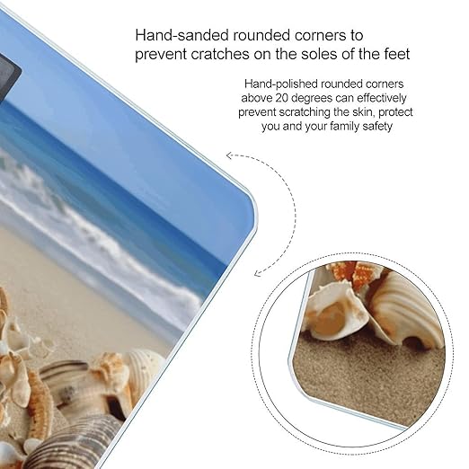 Beach Shells Scale for Body Weight Digital Bathroom Scale Accurate Smart Weight Scales with Large Display Weighing Machine High Precision Scales