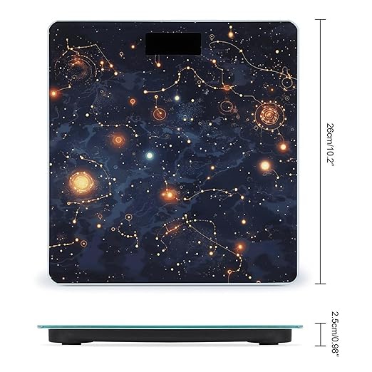 Star Constellation Map Scale with LCD Easy-to-Read Anti-Slip Weight Digital Bathroom Scale Precision Weighing Scales Sturdy Tempered Glass Body Weight Scales for Daily Use
