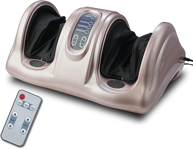 Premium Foot Massager Deep Kneading and Rolling with Remote Control Shiatsu Nodes Soft Silicone Palms Ergonomic Design for Feet Ankles Calves and Legs 7 Massage Modes Ideal Gift